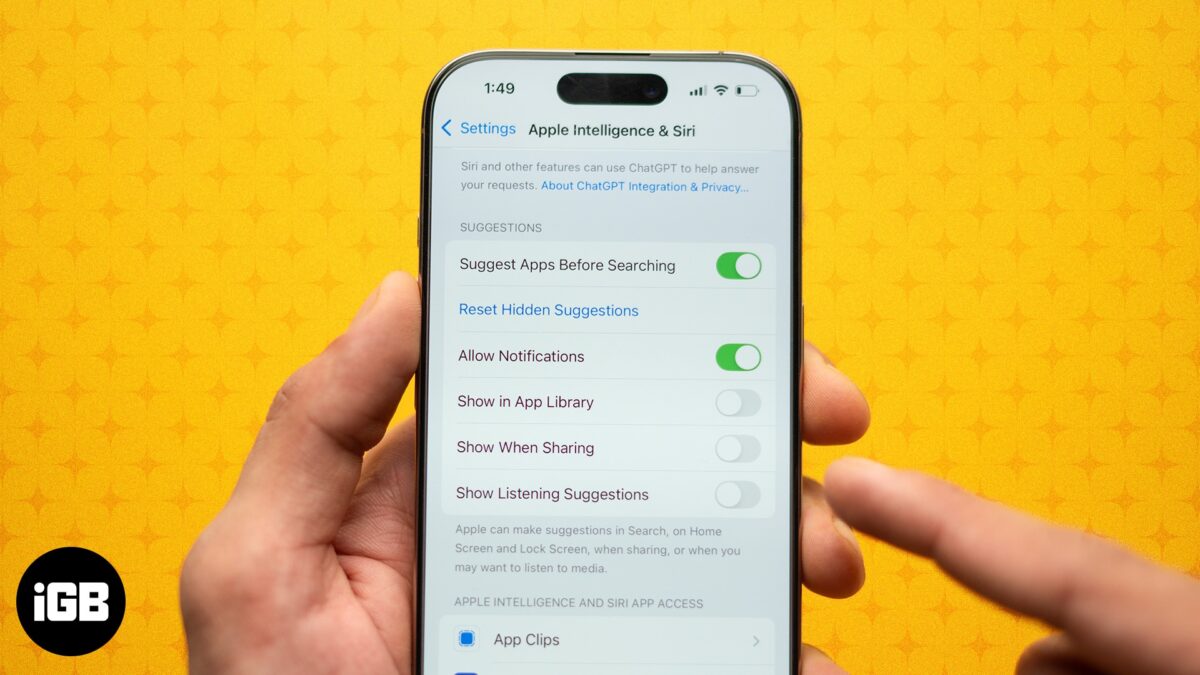 How to turn off siri suggestions