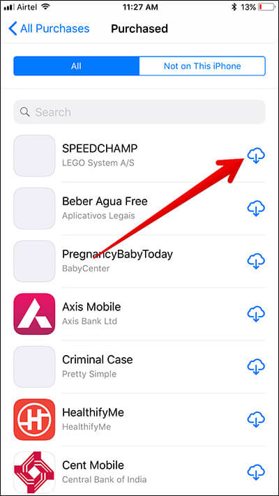 Download family member's App on iPhone in iOS 11