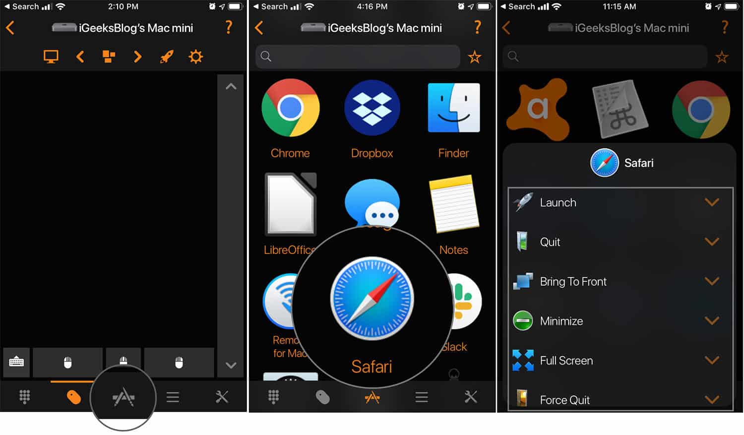 Tap on app store tab to control apps from remote control for mac app