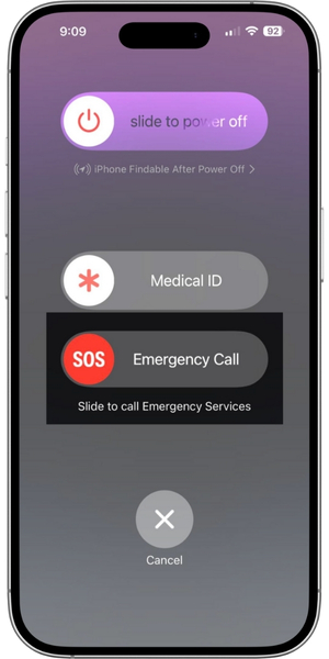 Drag the Emergency SOS Slider