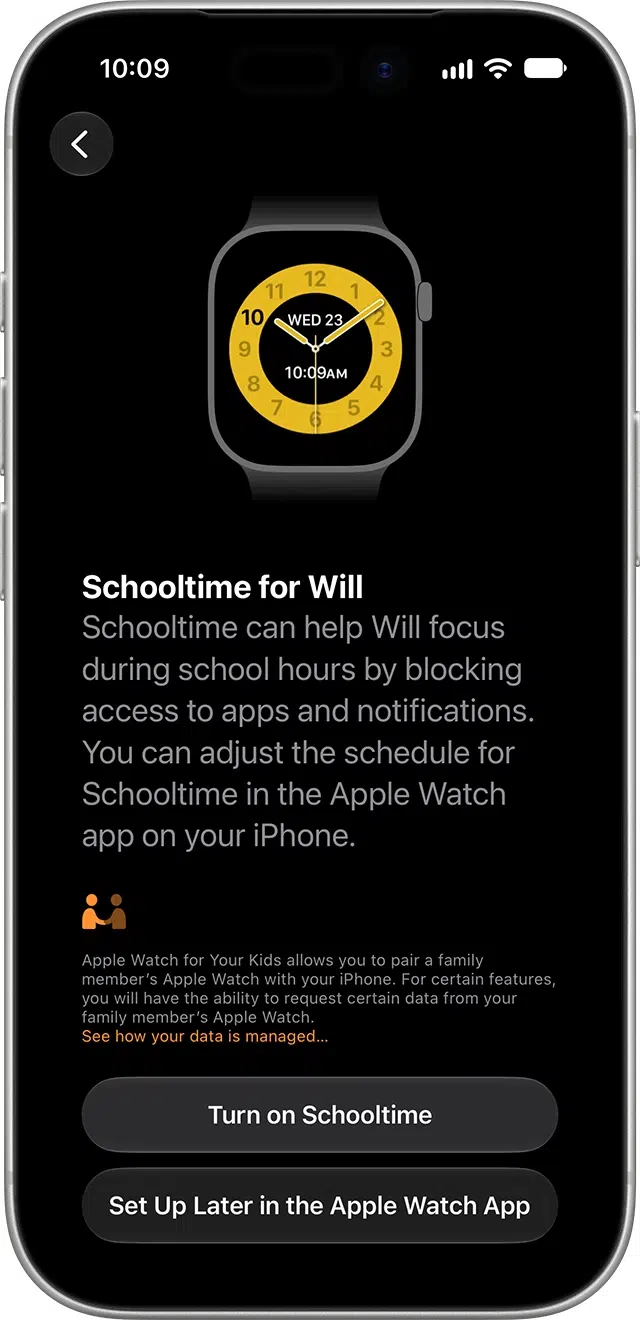 Set up shared contacts and Schooltime