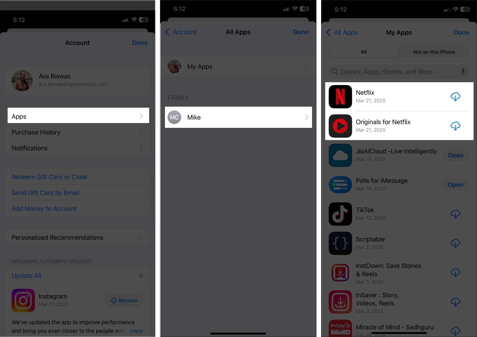 Downloading previously installed apps
