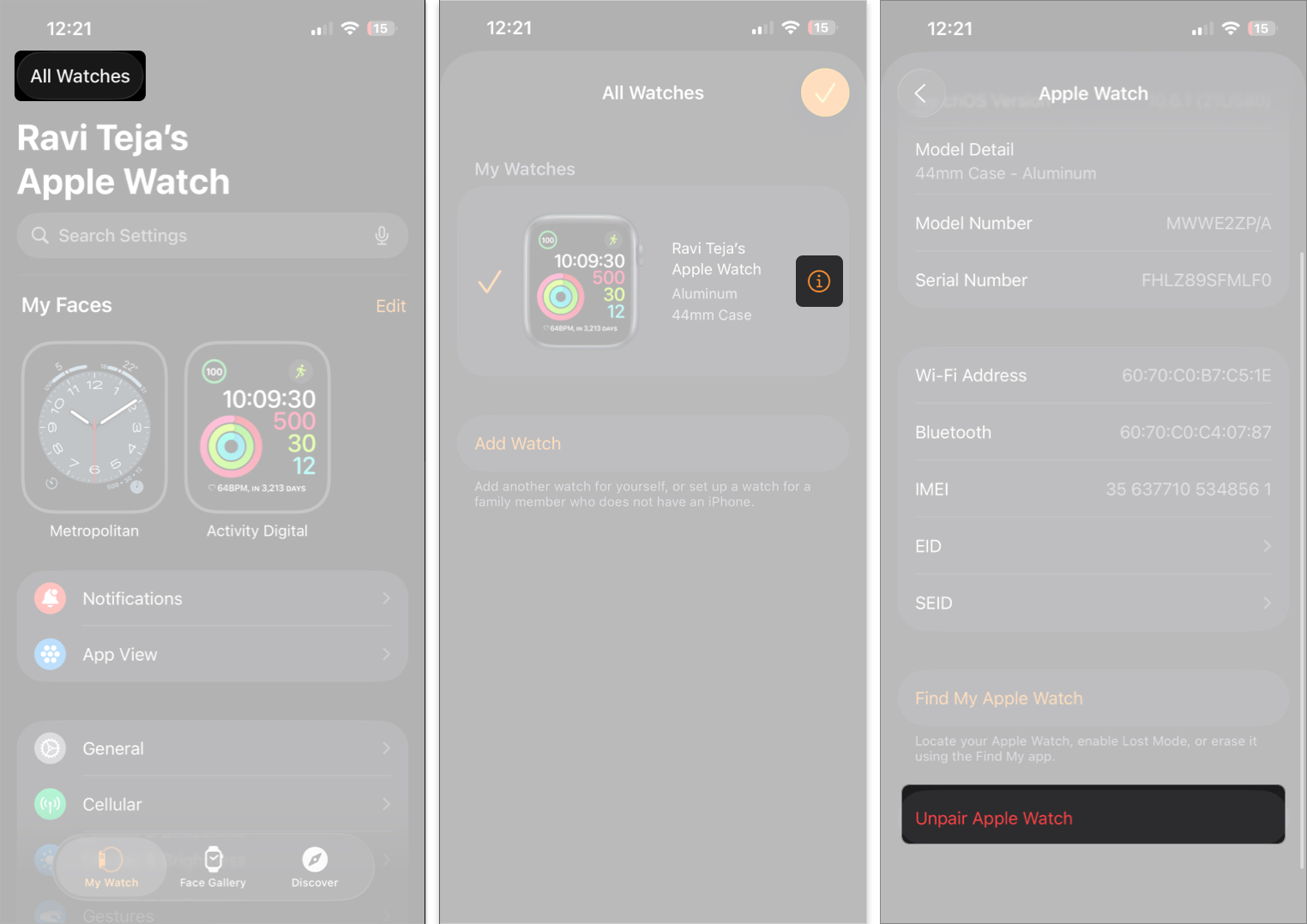 Unpair apple watch to reset automatically