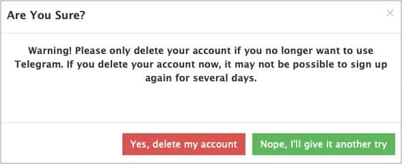 Click yes delete my account to confirm on mac