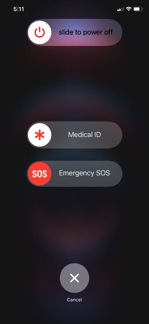 Slide to Power Off option to turn off an iPhone.