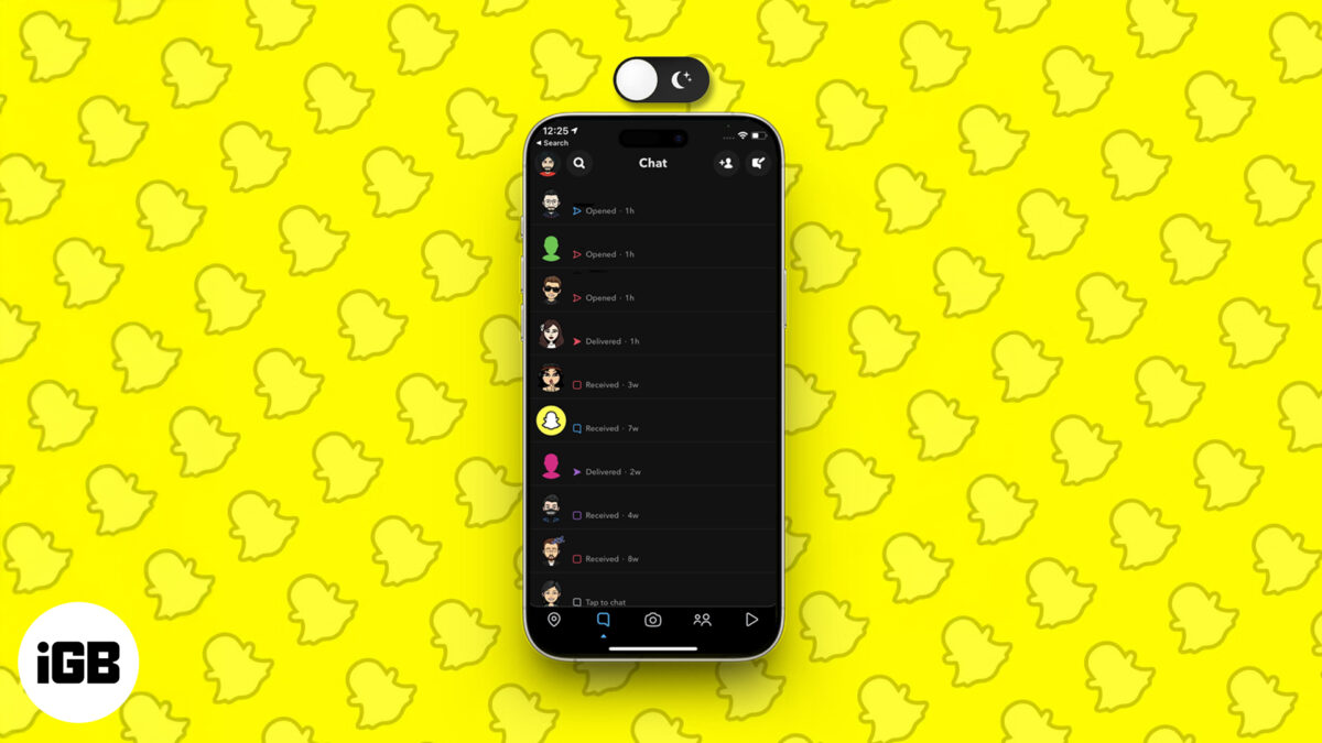 Enable dark mode on snapchat