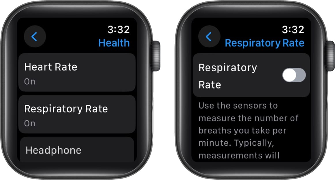 Turn off Respiratory Rate on Apple Watch.
