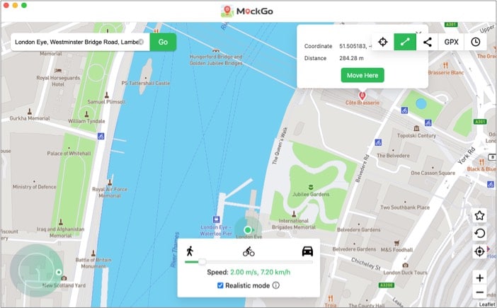 2-spot mode of Foneazy MockGo for Mac
