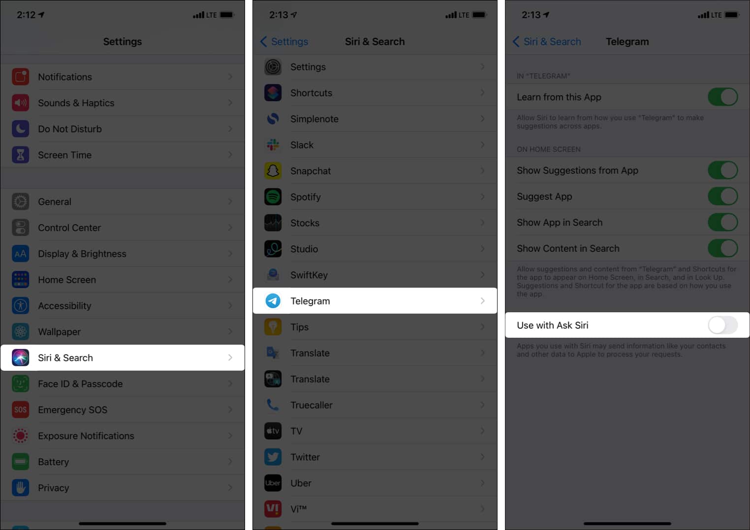 How to stop Siri usage with third-party apps