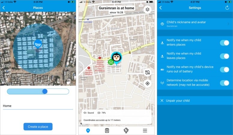 Geo-fencing locations with Find My Kids app
