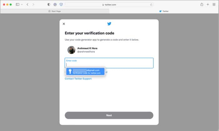 Login using two-factor authentication on Mac