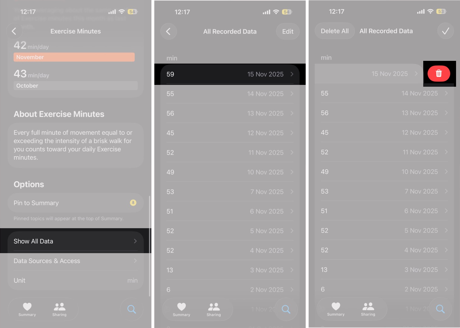 How to Delete Workouts on Apple Watch the Right Way – iGeeksBlog Delete Exercise Minutes data in Health app by swiping left and tapping Delete