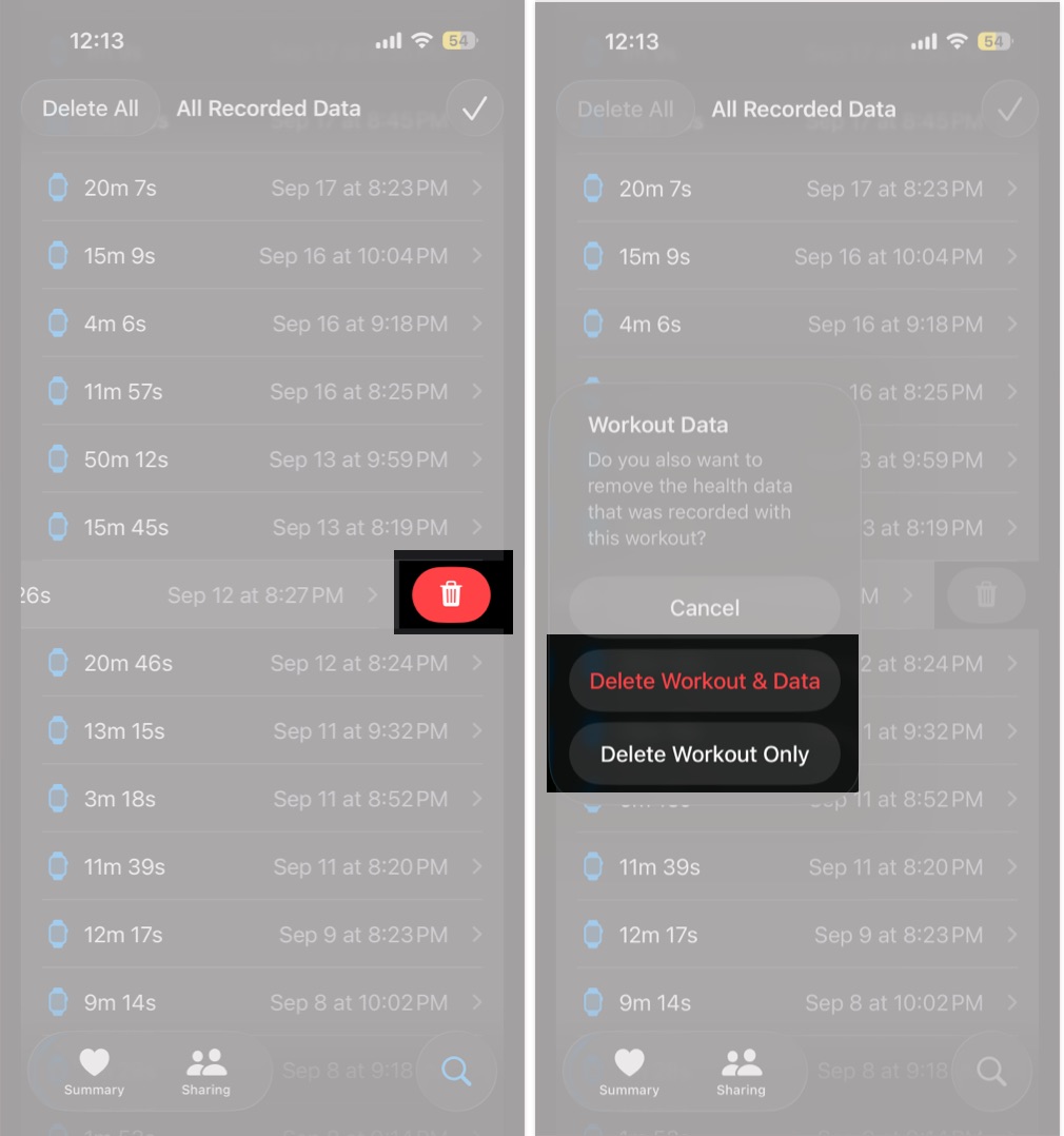 How to Delete Workouts on Apple Watch the Right Way – iGeeksBlog Delete workout entry in Health app by swiping left and tapping Delete