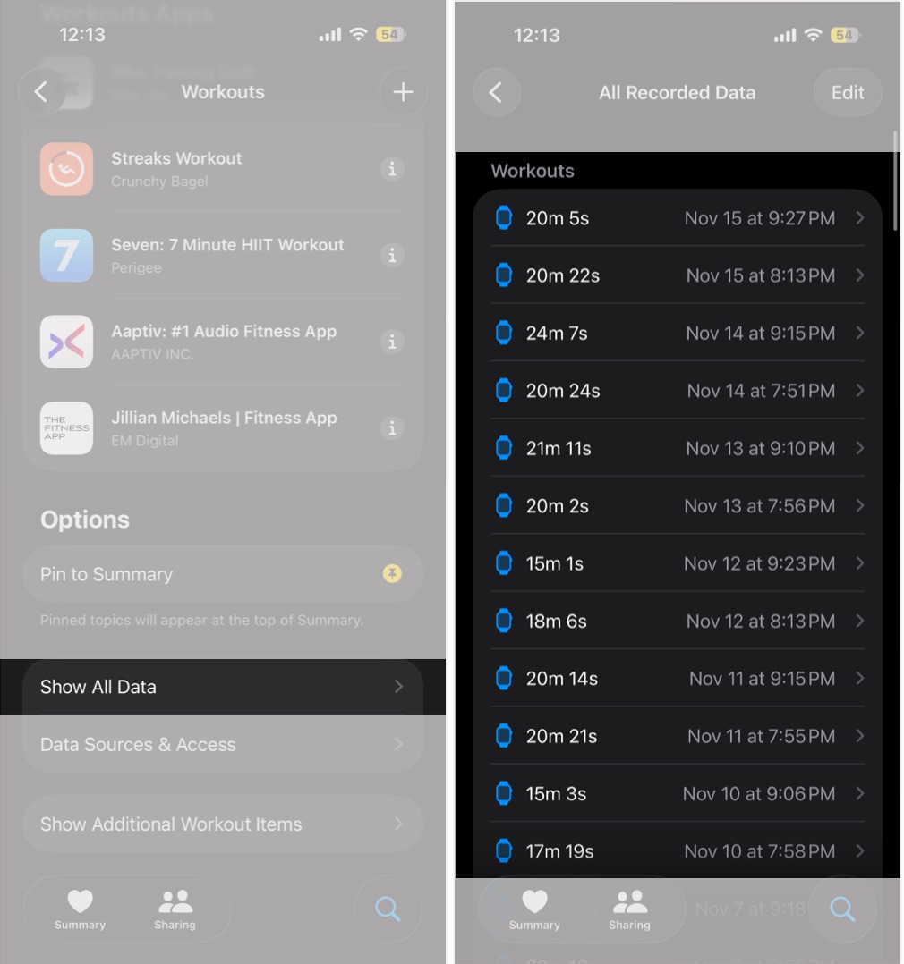 How to Delete Workouts on Apple Watch the Right Way – iGeeksBlog View all workout entries in Health app by tapping Show All Data