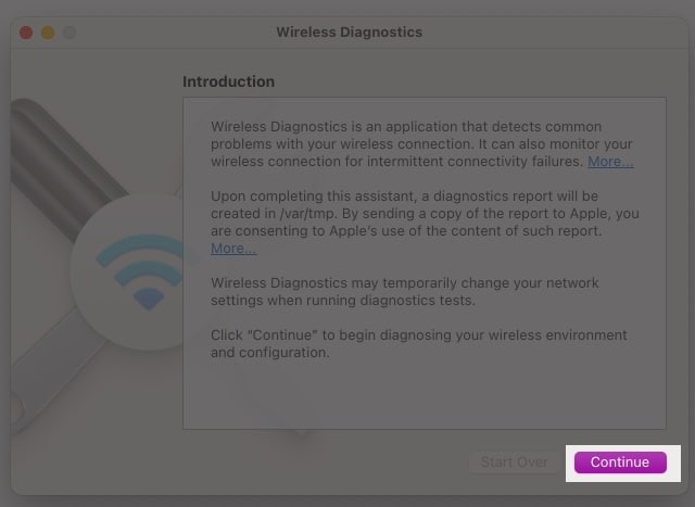 Run Wireless Diagnostics on Mac.