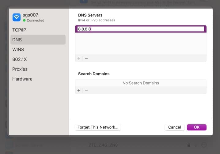 Type the new IP address in DNS settings.