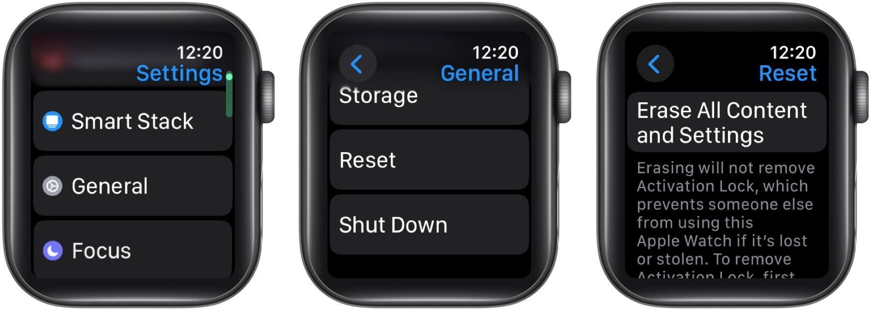 Factory resetting an Apple Watch.