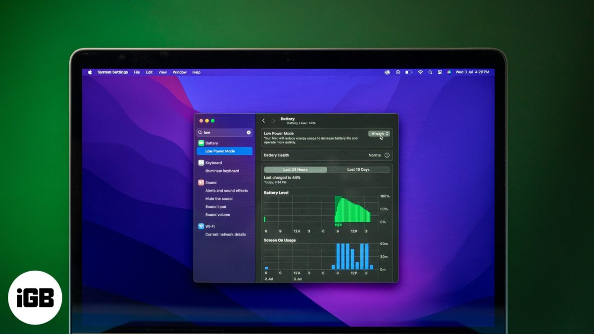 How to turn on low power mode on mac