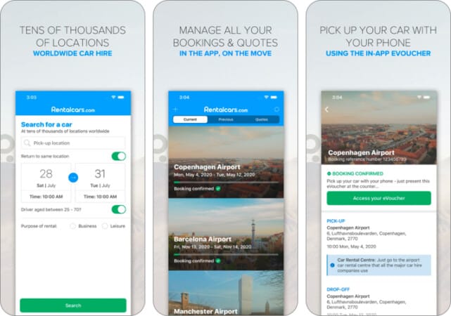 Rentalcars.com iPhone Car rental App