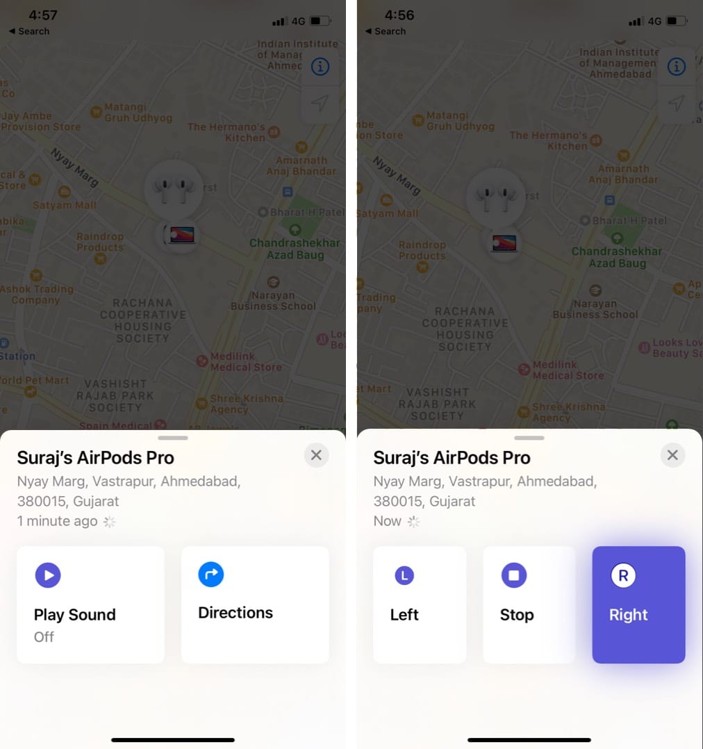 Play Sound and Directions option in Find My to help track lost or stolen AirPods.