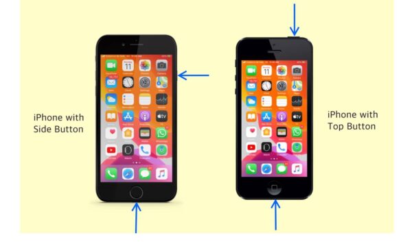 Steps to capture a screenshot on iPhones with a Home button.