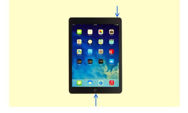 Taking a screenshot on an iPad with Touch ID.