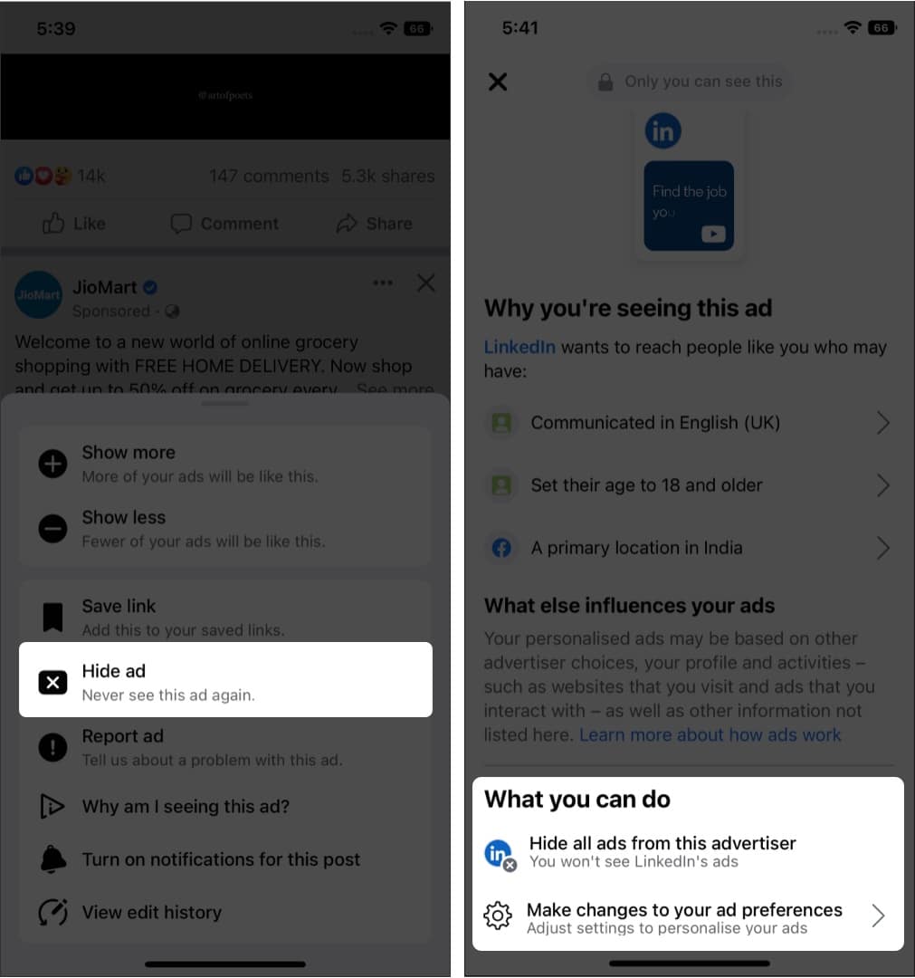 Hide ads in facebook