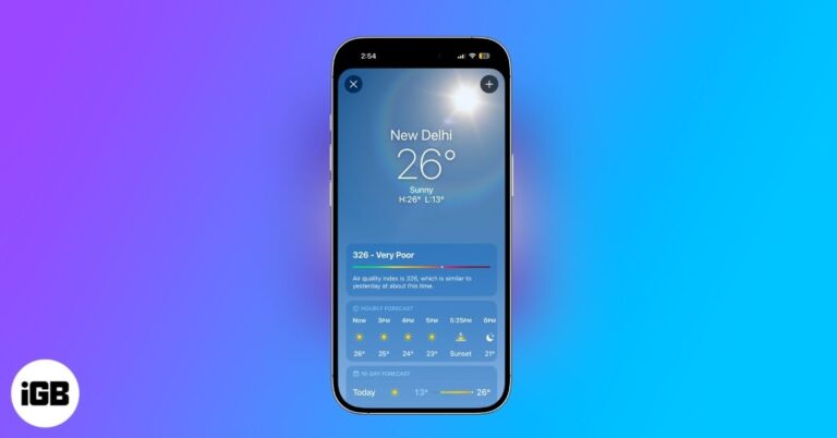 Weather app on iPhone
