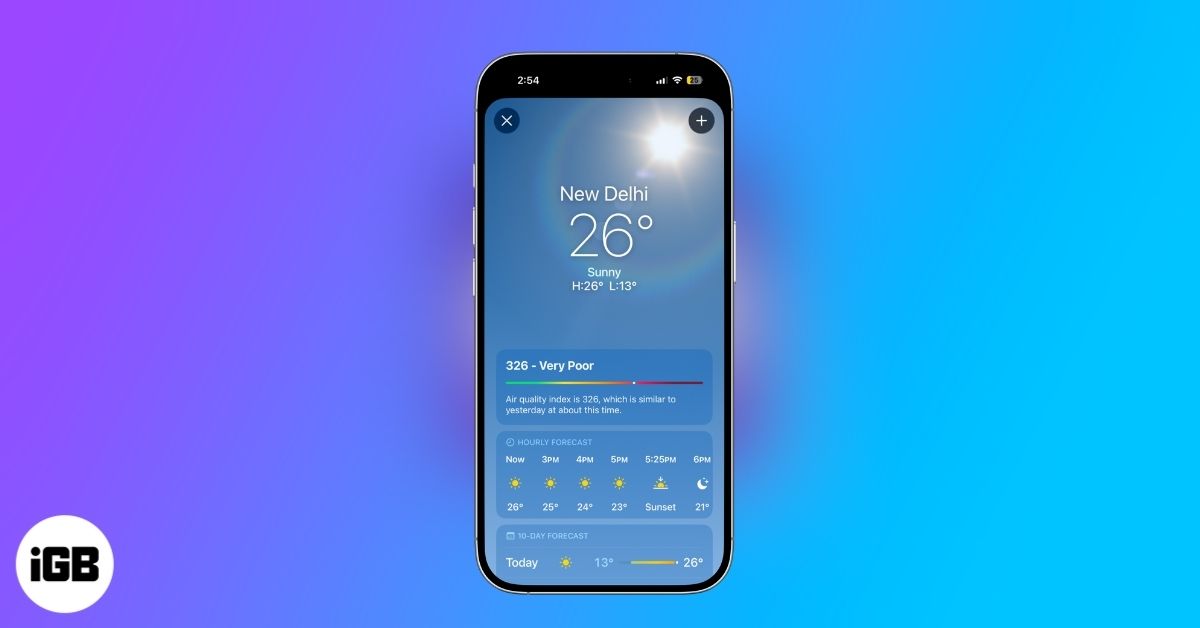 Weather app on iPhone