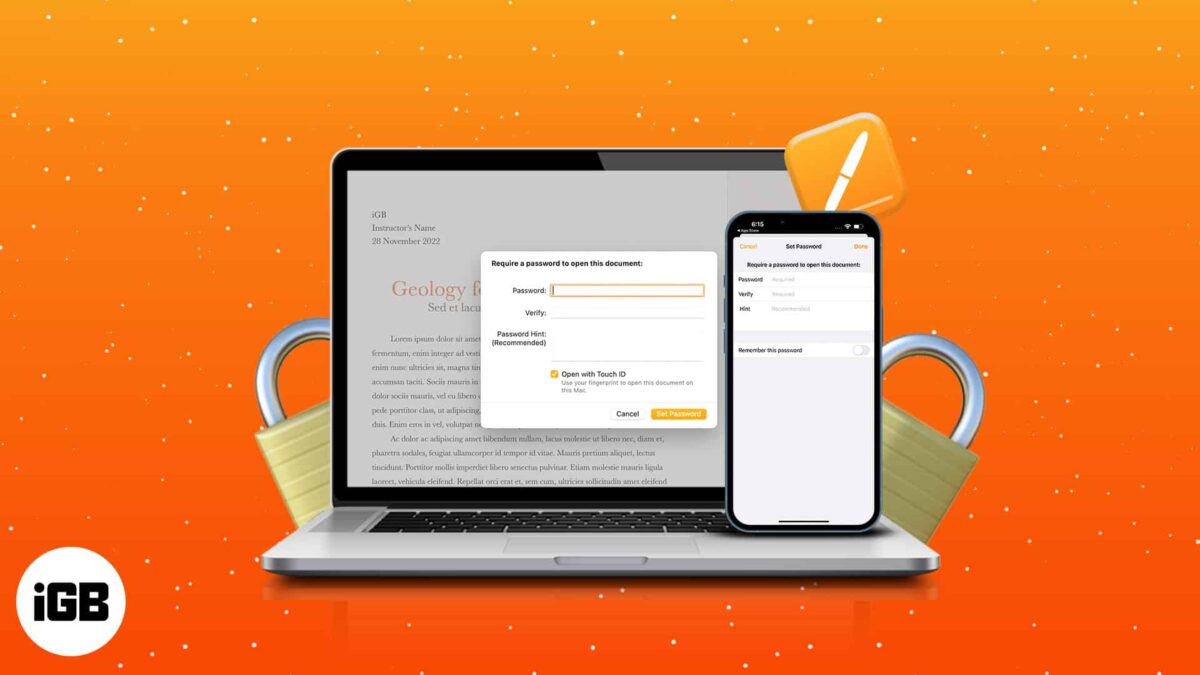 How to add a password to pages document on iphone ipad and mac