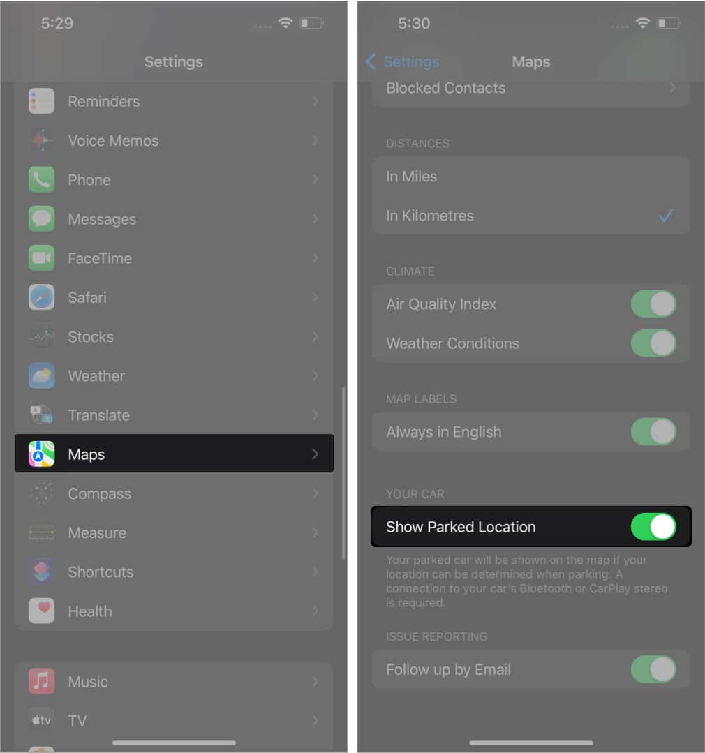 20 Best Apple Maps Tips and Tricks for iPhone Users on iOS 26 – iGeeksBlog Toggle show parked location on in apple maps on iphone