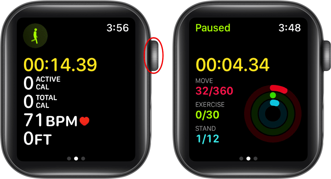 Rotate the Digital Crown to see another metric, check more Workout Views