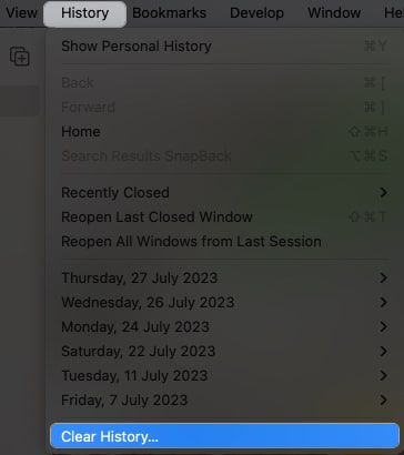 Click History clear all history
