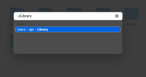 Search for ~:Library and hit return