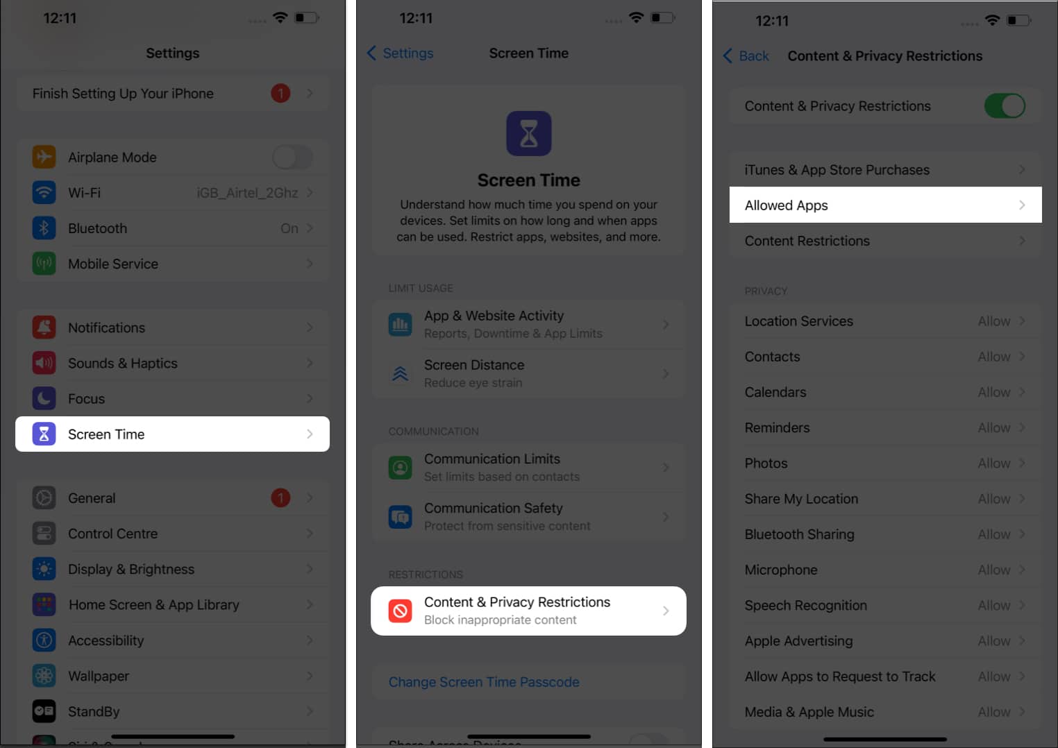 Allow Camera app from Content & Privacy Restrictions
