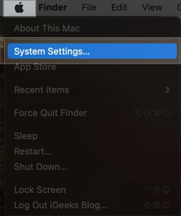 Accessing macOS System Settings on a Mac.