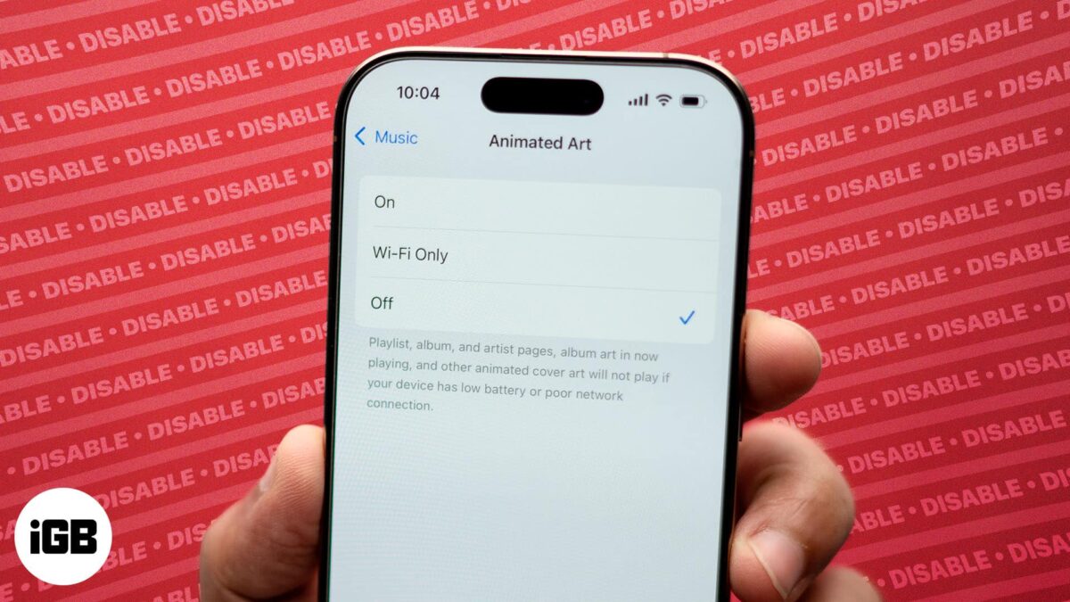 How to disable animated cover art in apple music on iphone