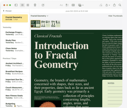 See full-width PDFs in the Notes app