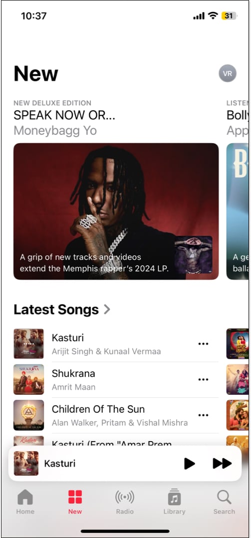 Apple Music app on iPhone.
