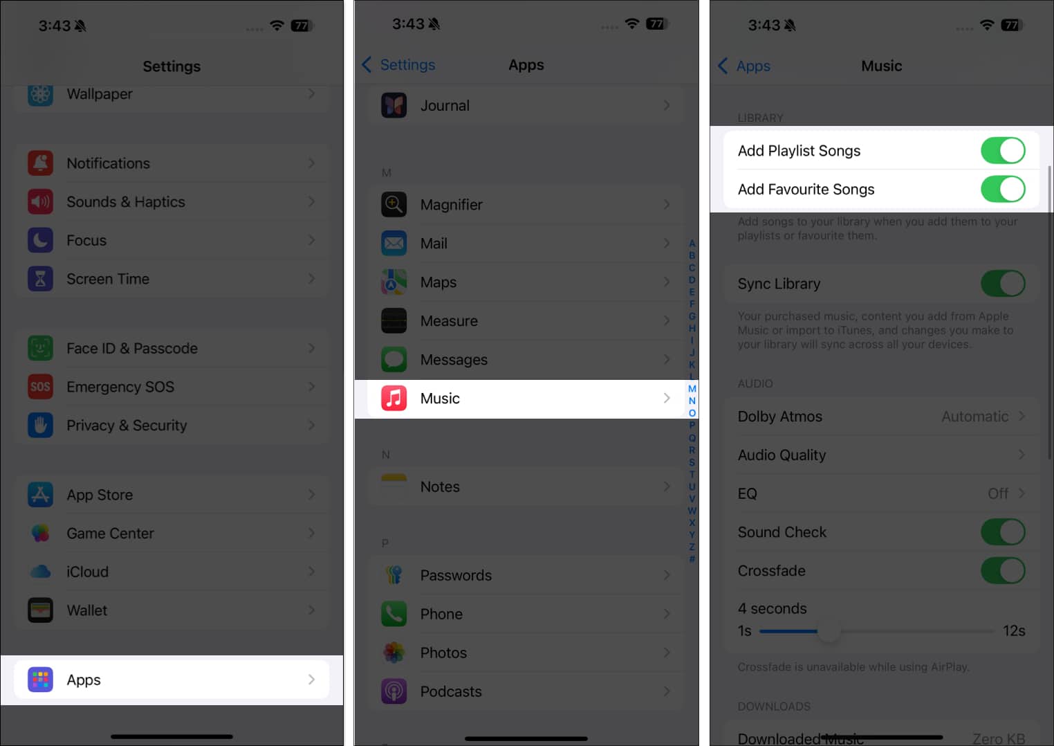 Enable Add Playlist Songs and Add Favorite Songs in Music app settings.