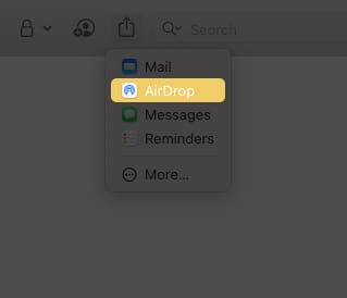 Select airdrop to share on mac