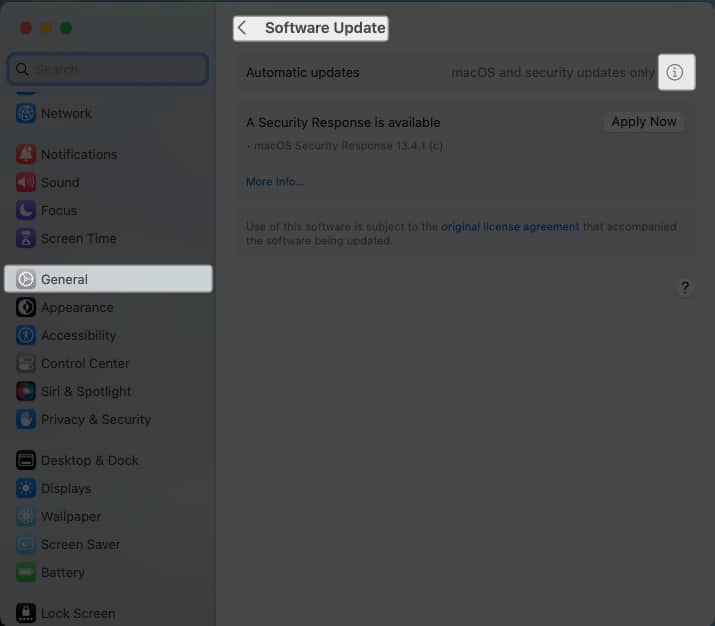 Check for Sowftware update