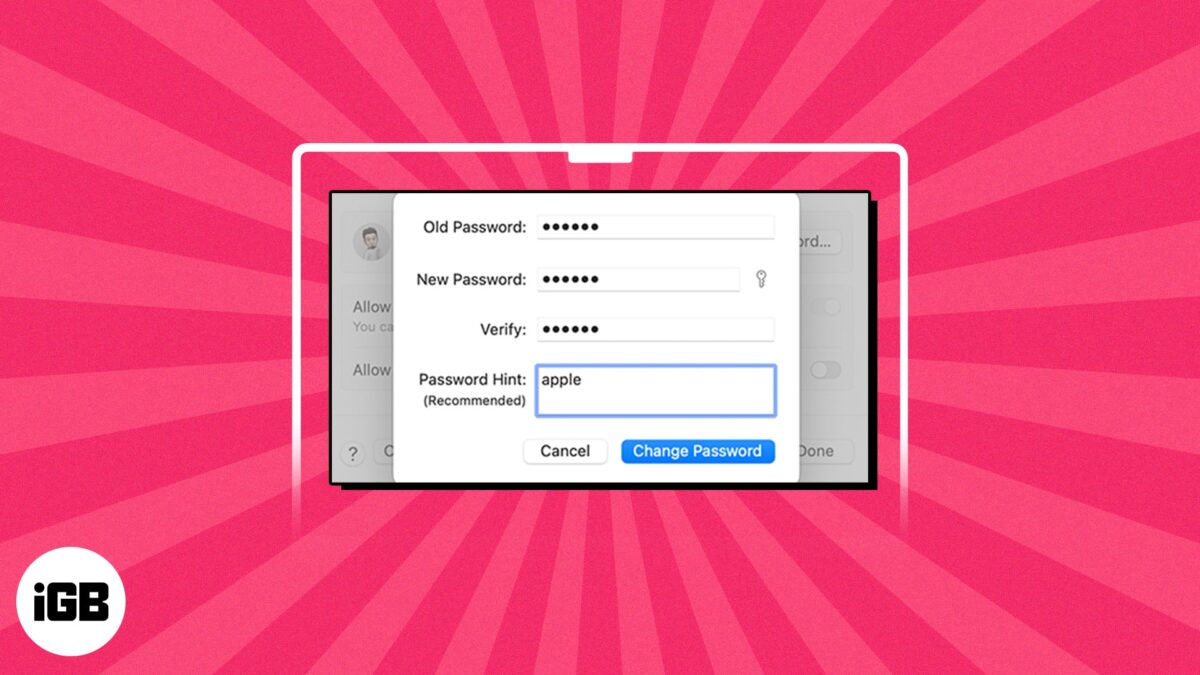 How to change login password on mac