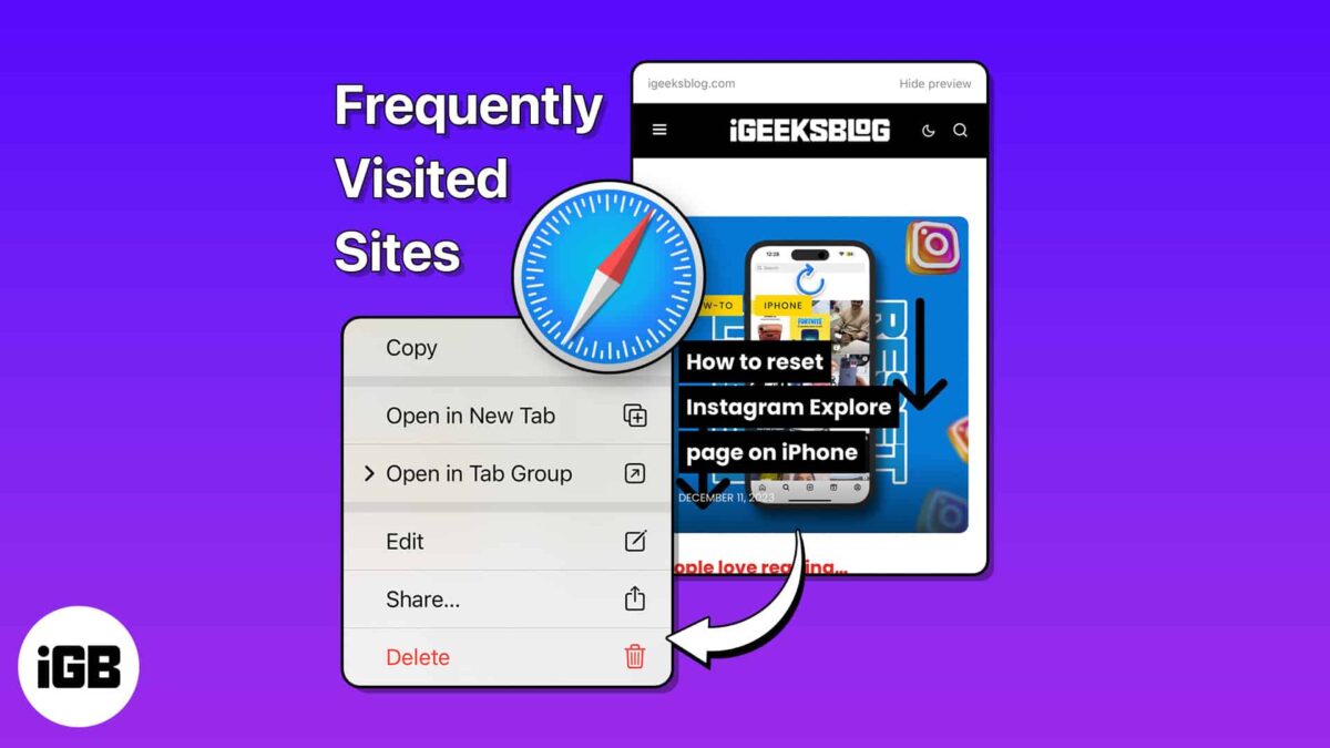 How to delete frequently visited sites in safari on iphone or ipad