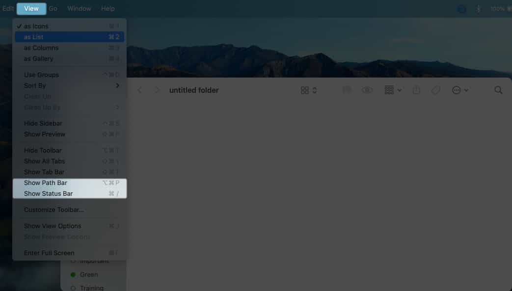 Show Path Bar and Status Bar
