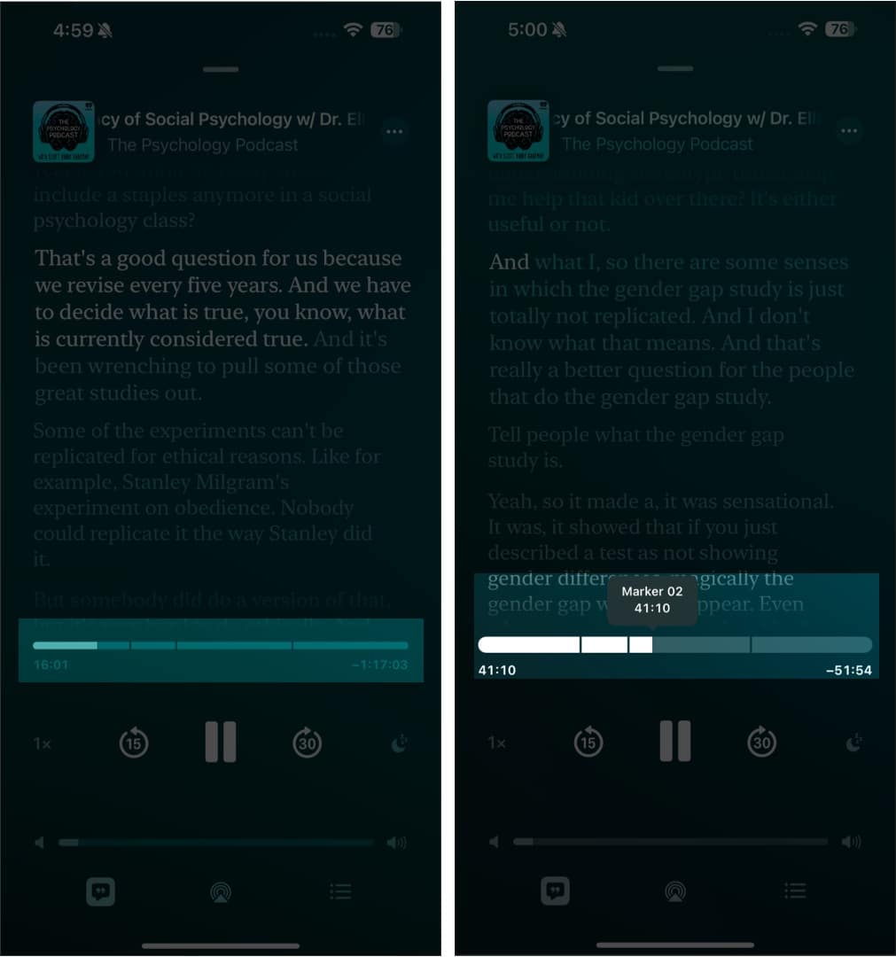 Steps to skip to a particular chapter Podcasts app.