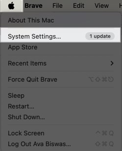 Access System Settings from Mac menu.
