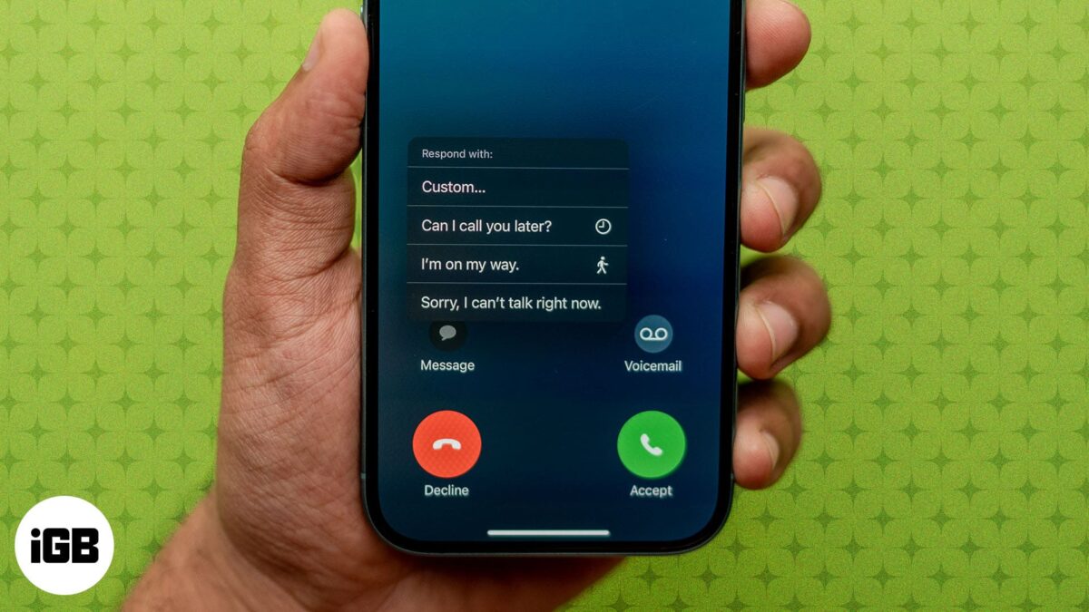 How to set custom quick responses for incoming calls on iphone