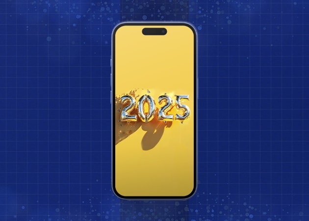 Minimalist 2025 Typography Wallpaper iPhone Mockup.