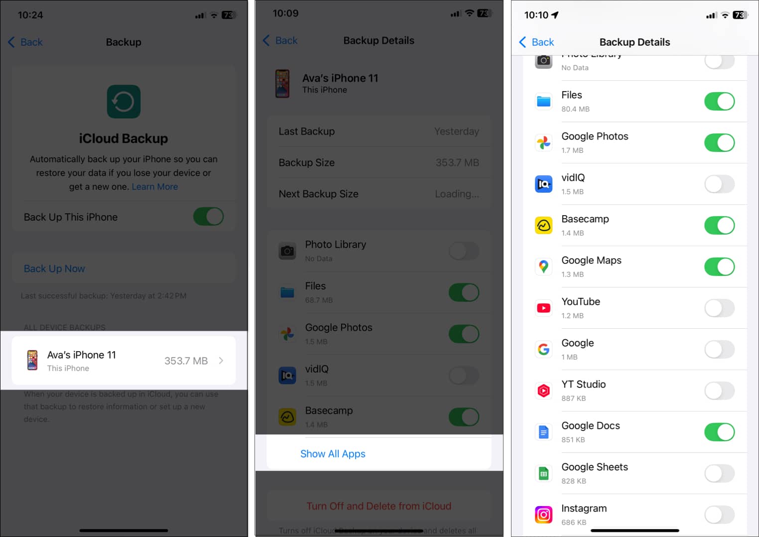 Tap Show All Apps and toggle off unnecessary apps on iPhone.